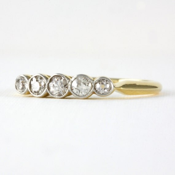 design etsy wedding classic & Wedding  Diamond Ring Engagement Edwardian Deco  Platinum Ring 18K /