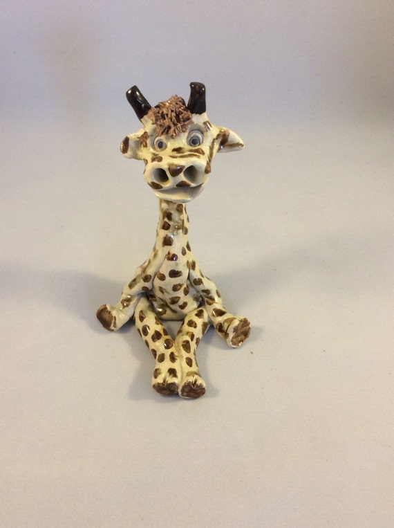 Ceramic giraffe handmade giraffe ornament. Giraffe by Sallyamoss