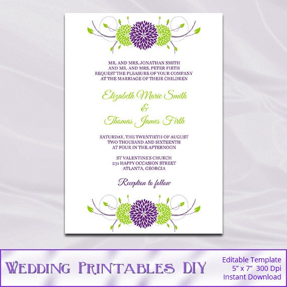 Wedding Invitations In Purple And Green 4