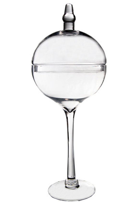 Glass Apothecary Jar Round Shape Bubble Jar with Long Stem