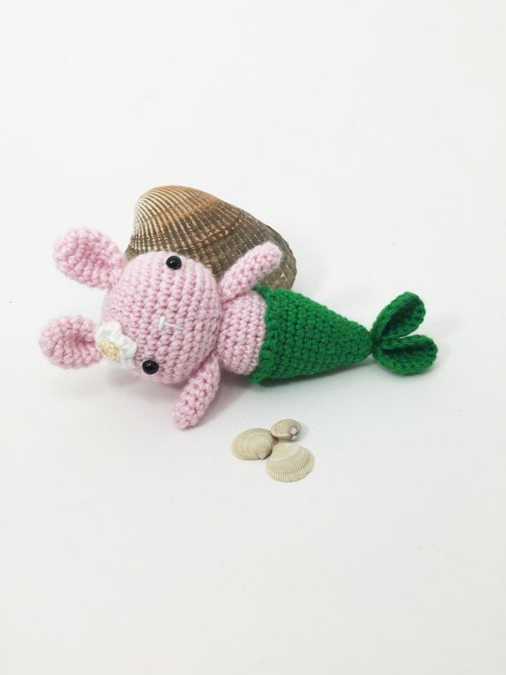 Crochet Mermaid, Crochet Bunny, Amigurumi Bunny, Crochet Animal, Kawaii Doll, Amigurumi Animal, Crochet Softie, Mermaid Bunny, Kawaii Softie