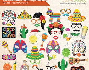 Cinco De Mayo Photo Booth Prop, Mexican Fiesta Photo Booth Prop, Party Cinco De Mayo Printable