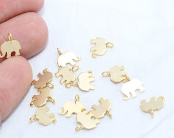 10 Pcs 24K Tiny Gold Plated Charm, Gold Plated Elephant Charm, Jewelry Charm Findings , Metal Charm,Gold Plated Charms - RM7-BRT244