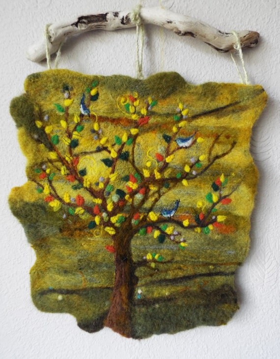 Items similar to OOAK Needle Felted Art Wall Hanging 'New Day' by Adele