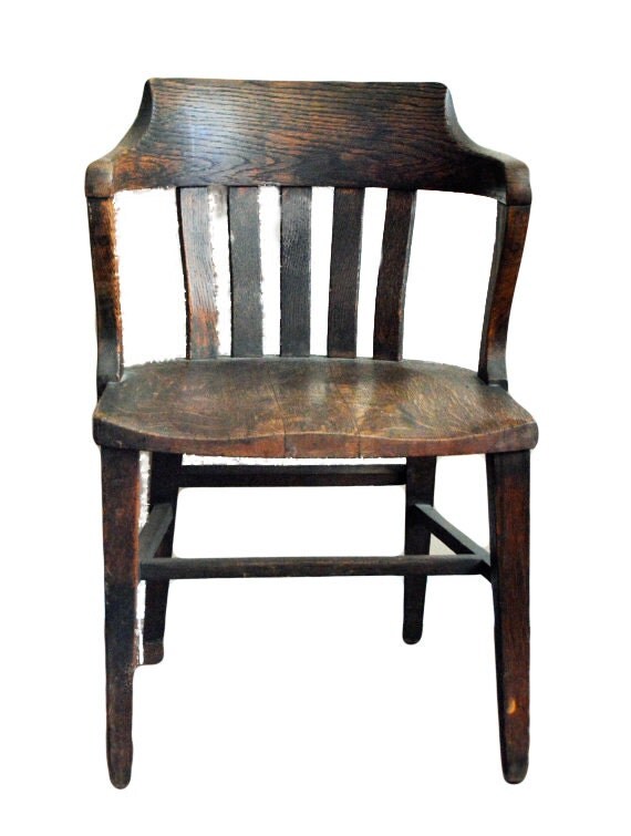 Antique Bankers Chair Antique Oak Office Jury Court Vintage