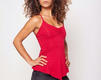 Open Back Top, Gypsy, Romantic, Red Tank Top, Fairy top
