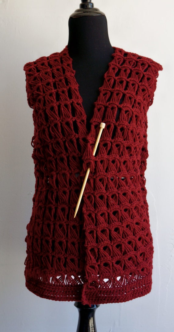 Red Heart Hand Crochet Waistcoast/Vest