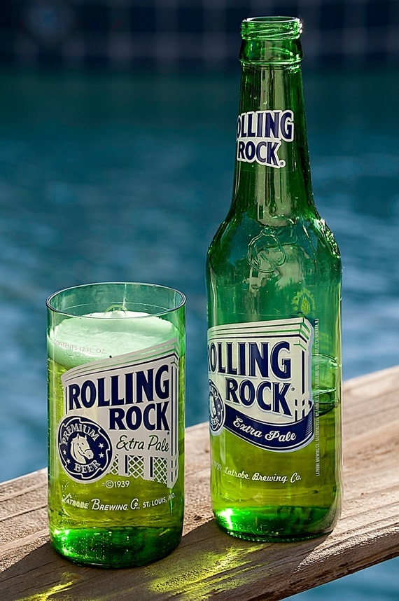 Rolling Rock Beer Bottle Glass Set of 4