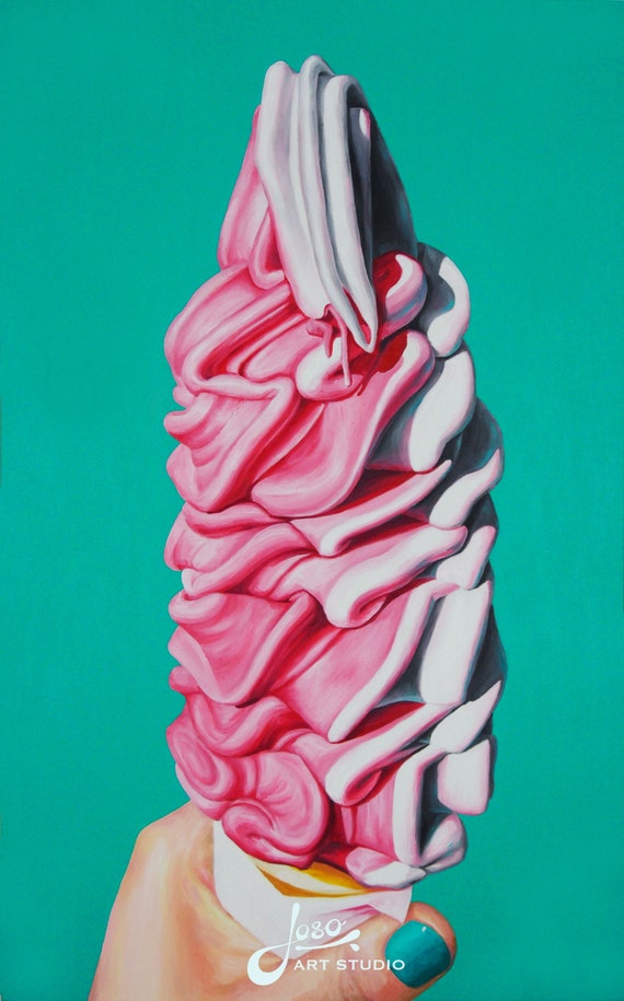 Items similar to When I Was 5. Original Ice Cream Painting. Acrylic