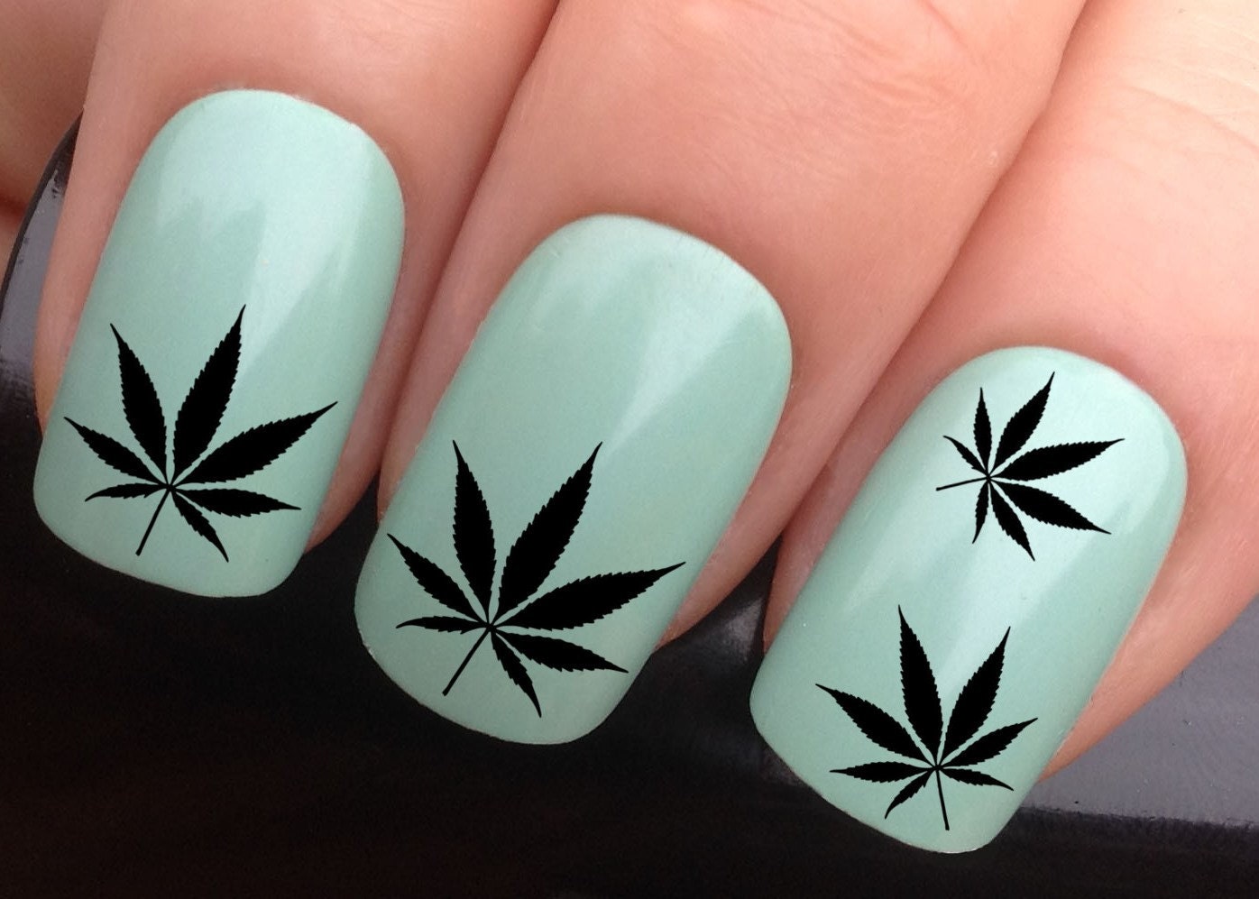 10. "Stiletto Nails with Weed Leaf Decals" - wide 1
