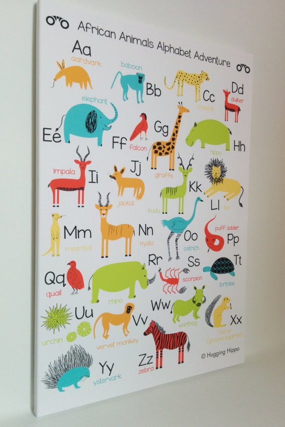 Africa Animal Alphabet Canvas A B C... English Afrikaans