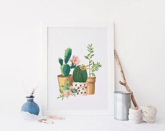 Cactus Wall Art cactus art | etsy Cactus Wall Art cactus art | etsy