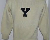 Circa 1920's Yale University Boat Neck Style Football Sweater - Antique Ivy League Sports Memorabilia