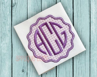 Wavy Frame Digital Applique Design - Cirle Monogram - Monogram - Font - Machine Embroidery