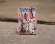 Medieval Jerusalem pendant - Necklace - Medieval jewelry - Middle Ages - Manuscript - Art jewelry - Architecture jewelry - Unisex - Pink