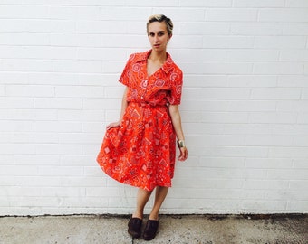40% SALE! 1960's Bandana Print Matching Two Piece Skirt Set