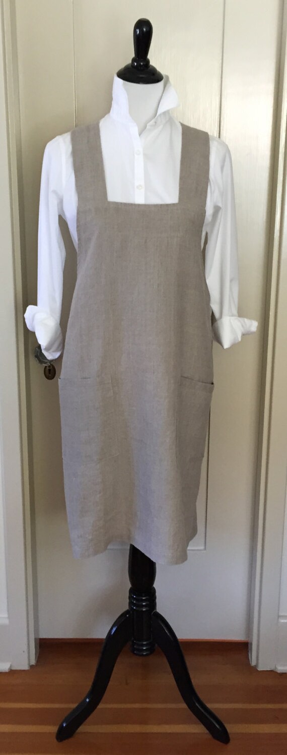 Linen Smock Apron or Pinafore Bib Top Cross Back by VirginiaWay