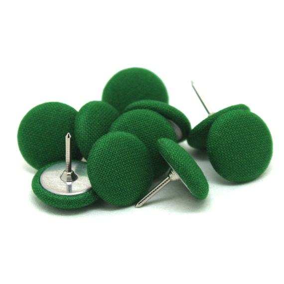 10 Green Push Pins Green Fabric Push Pins Kona by ThePatternRepeat