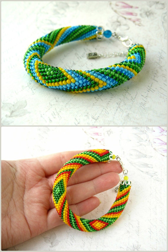 Native American Seed bead bracelet Bead crochet by HandMadeInUa