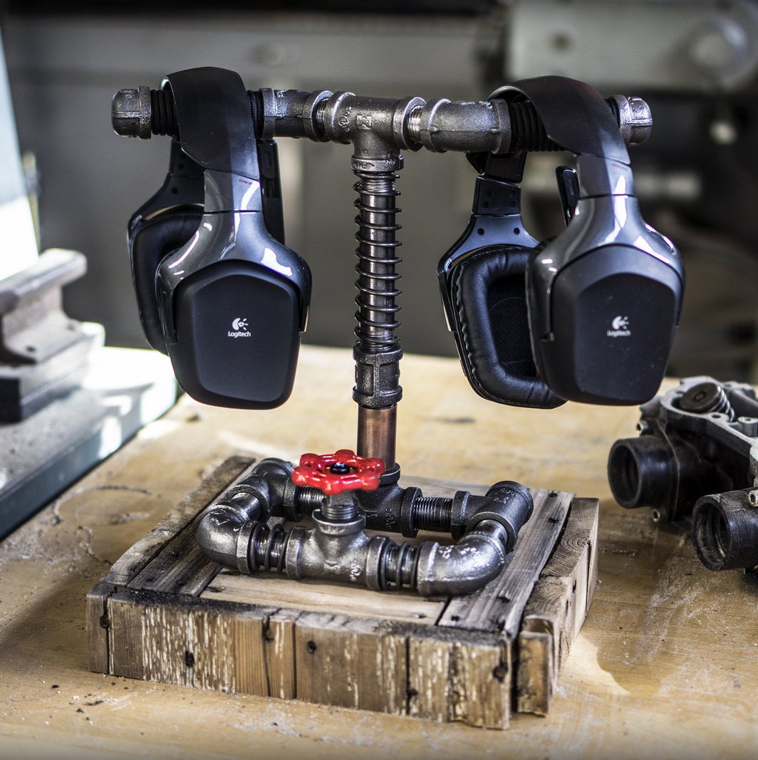 Double Headset / Headphone Hanger Stand with Valve Gaming