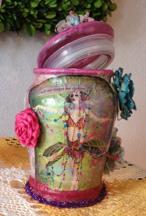 CUSTOM Secret Stash Jar Decoupage Glass Jar by BohdiBohemian