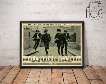Beatles Poster - Quote Retro Music Poster - Music Print, Wall Art
