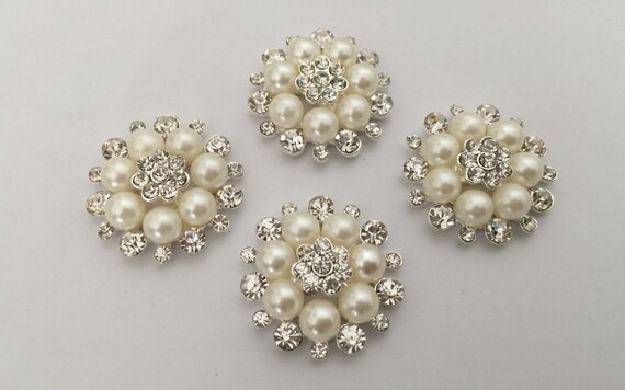 Ivory Pearl Flower Cluster Rhinestone Pearl by LoveMeetsCraft