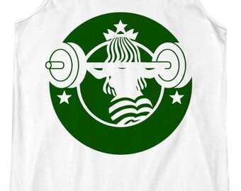 Barbucks 2.0 - Starbucks Strong, Workout Tank, Coffee, Crossfit, Carbs, Racerback Fitness Tanktop, Yoga, Top, Gym, Barre, Pilates, Beachbody