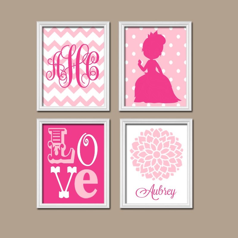 PRINCESS Wall Art CANVAS or Prints Baby Girl Nursery