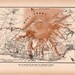 1900 VOLCANO MOUNT VESUVIUS & somma print original antique lithograph - stratovolcano in the Gulf of Naples, Italy - Pompeii and Herculaneum