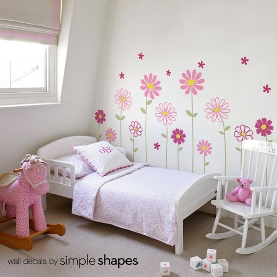 Flower Wall Decal Daisy Wall Sticker Floral Wall Decor