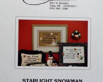 The Stitchworks STARLIGHT SNOWMAN SNOW Man - Counted Cross Stitch Pattern Chart