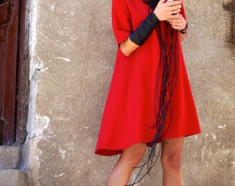 New Collection Sexy Little Red Dress / Red Dress / Extravagant Loose Dress / Party Dress / Daywear Dress by AAKASHA A03220
