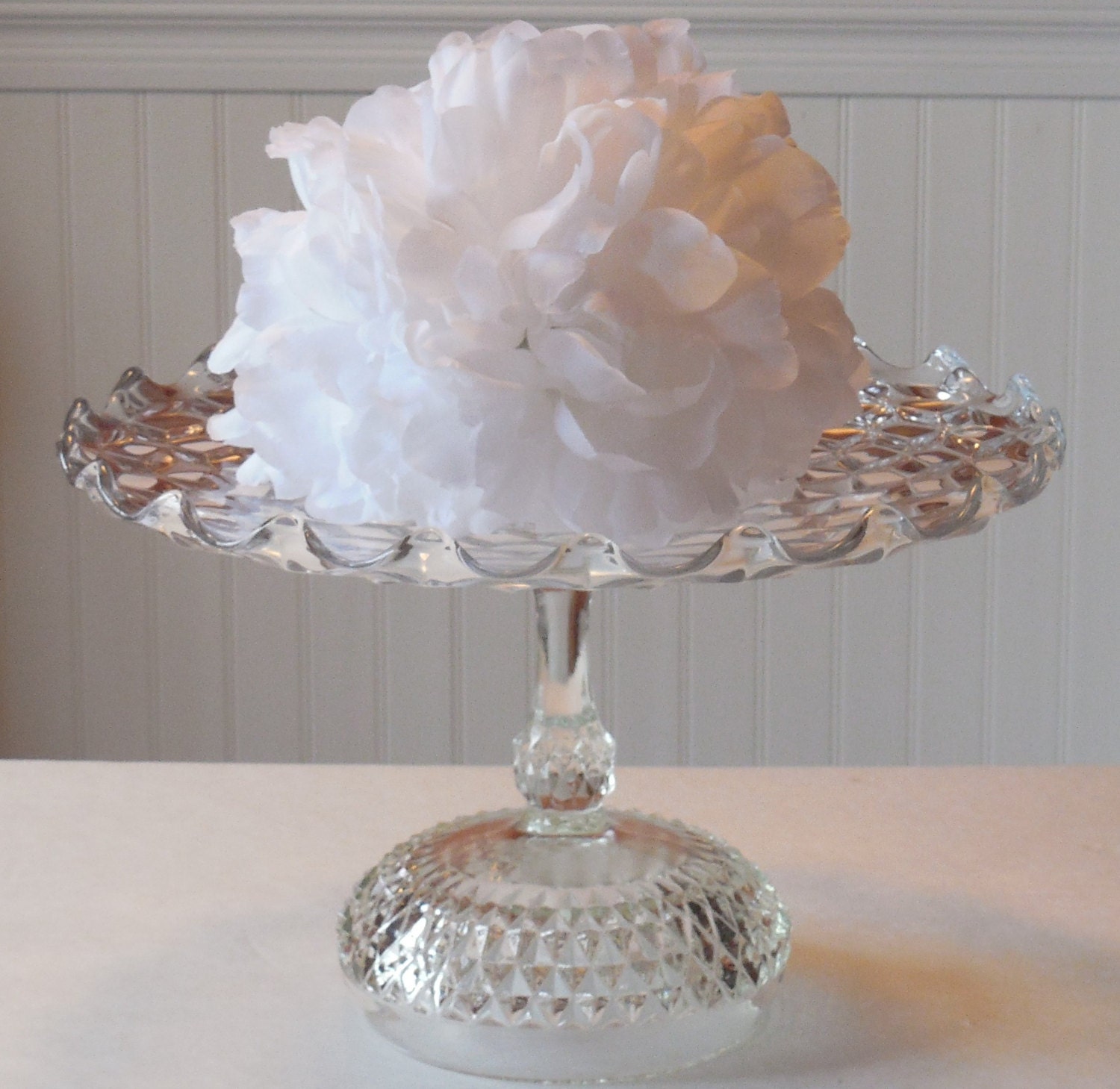 14 Cake Stand / Clear Glass Cake Stand / Wedding Cake