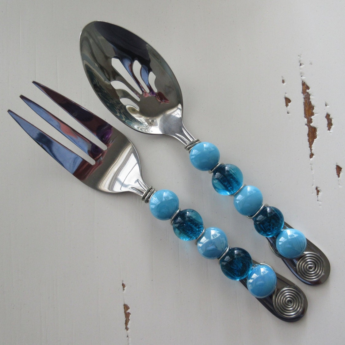 Beaded Flatware Serving Set by DesignsbyDonnaNC on Etsy