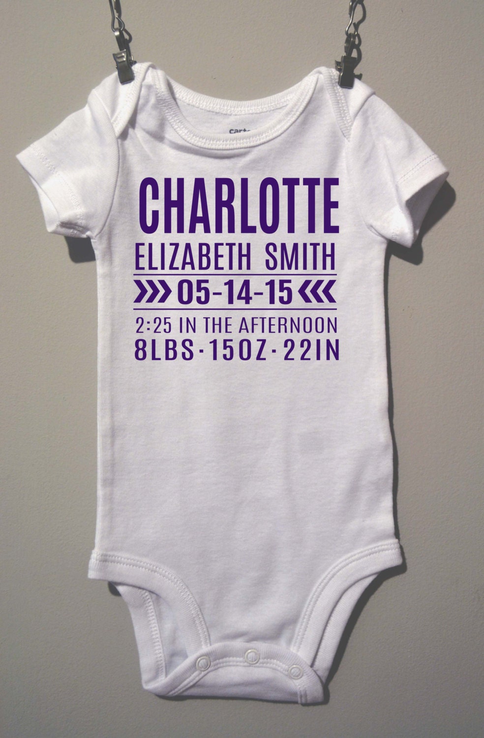Customized Birth Announcement Onesie Baby by MichelleECreative
