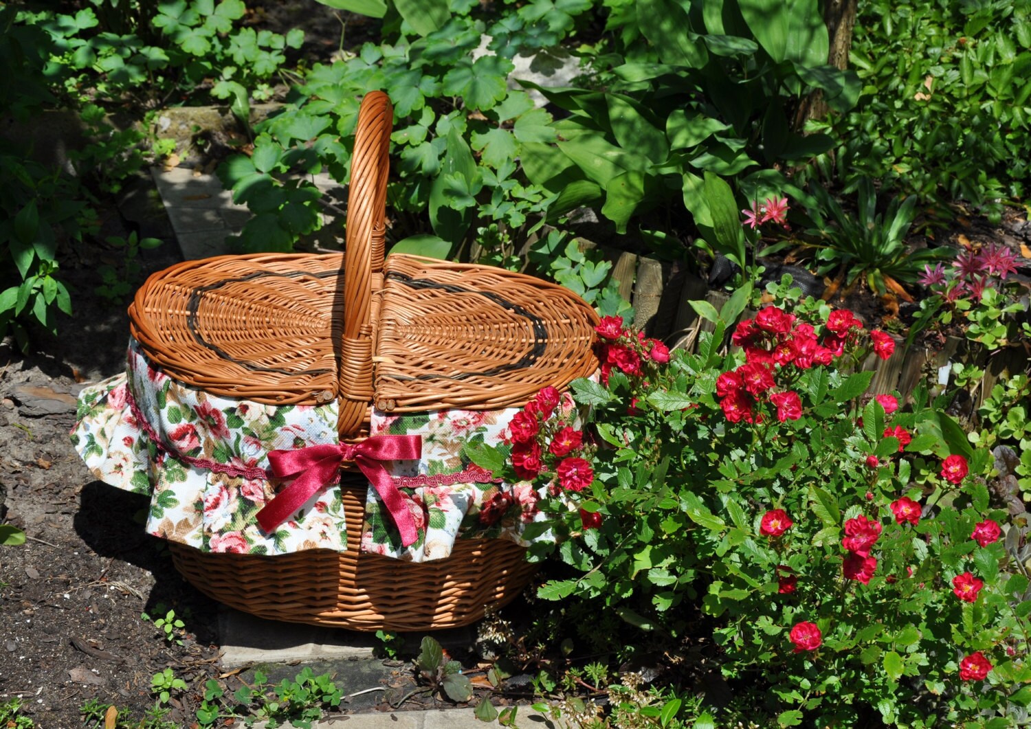 Picnic basket hand woven basket romantic basket by AgaArtFactory