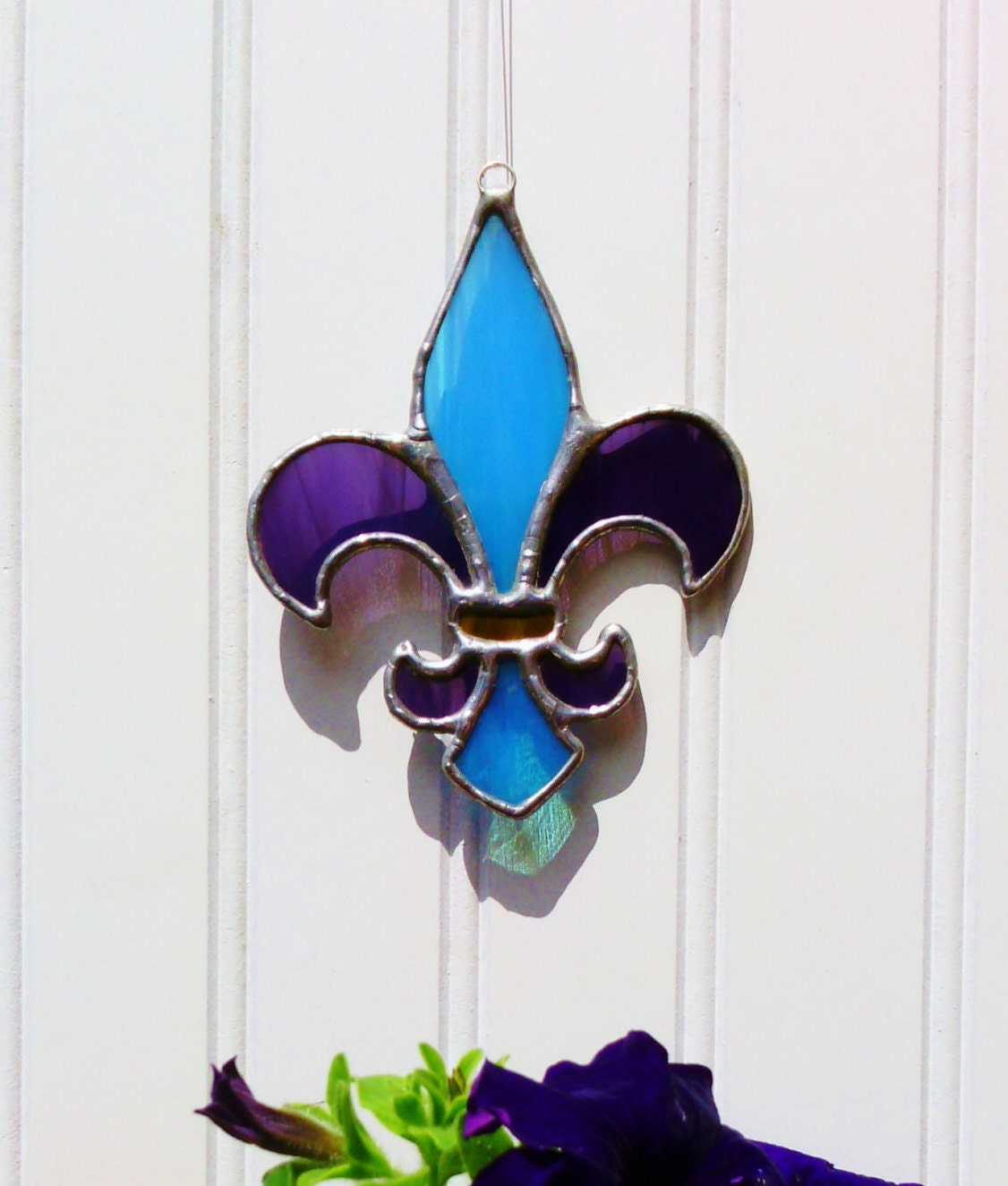 Stained Glass Suncatcher Fleur de Lis Sun Catcher by JBsGlassHouse