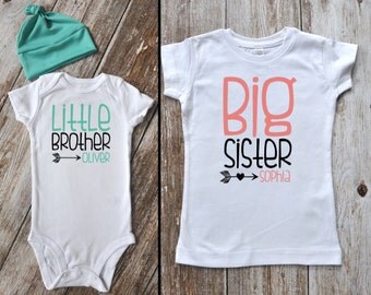 Big Sister Little Brother Outfit / Beanie Optional / Photo Prop / Big Sister Little Brother