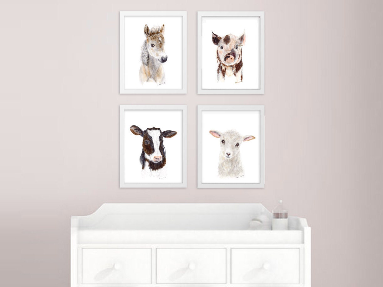 Baby Animal Prints Farm Nursery Art Print Set Farm Animals