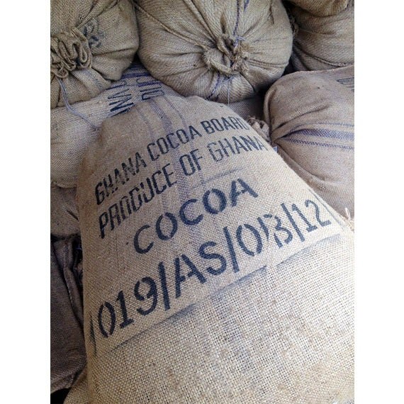 Exotic CACAO BEAN Ghana Jute Sack/Vintage Hessian by VintageDeMar