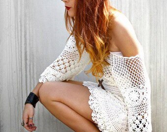 Sexy crochet tunic PATTERN, beach crochet tunic PATTERN, CHART and basic instructions in English, charts are not interpreted in words!