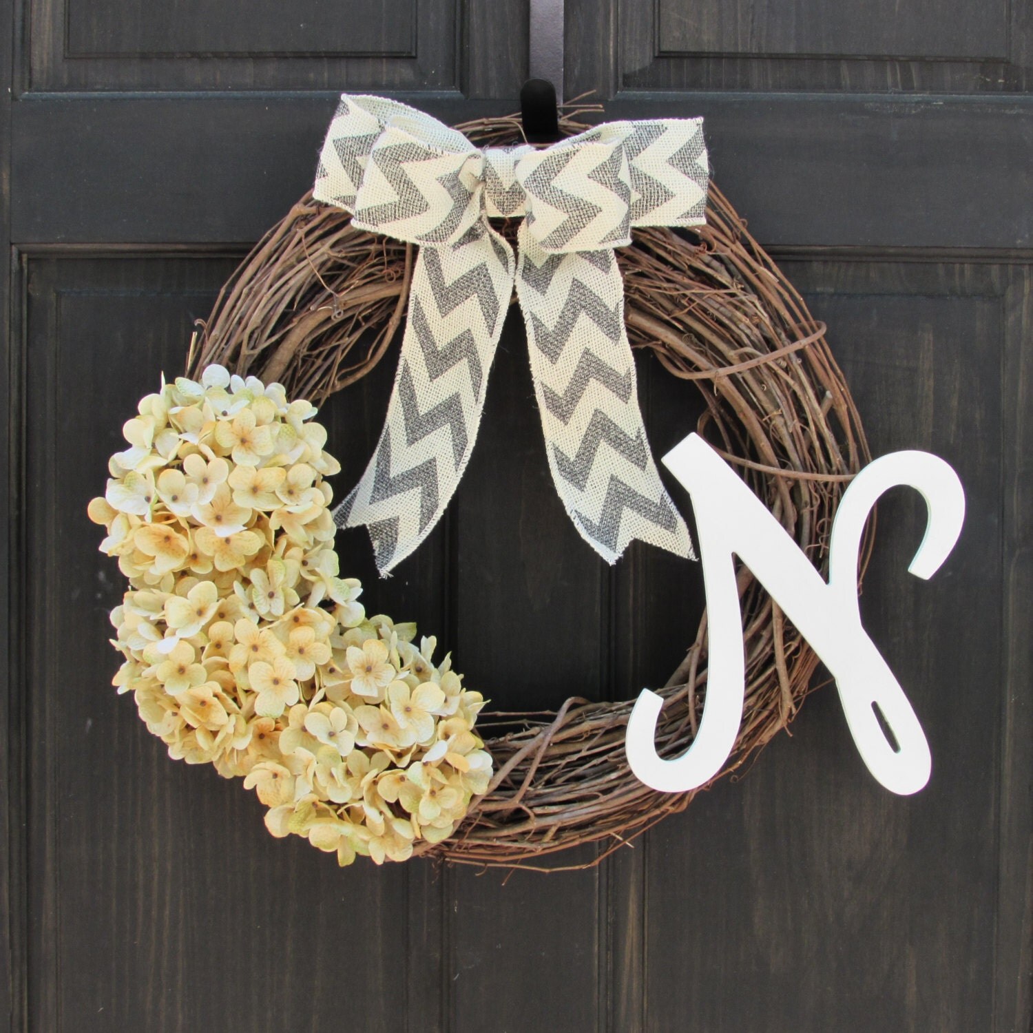 Everyday Wreath with Monogram Initial Wreath Front Door