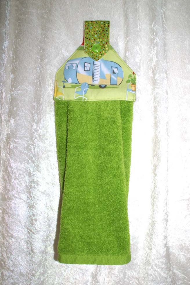 Hanging Kitchen Towel Green Towel Tea Towel by GreenAcornKitchen