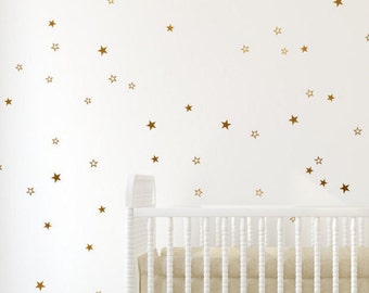 Gold star decals - Gold cut out stars, cute little stars, delicate star pattern, Gold pattern Gold wall decals by Jesabi