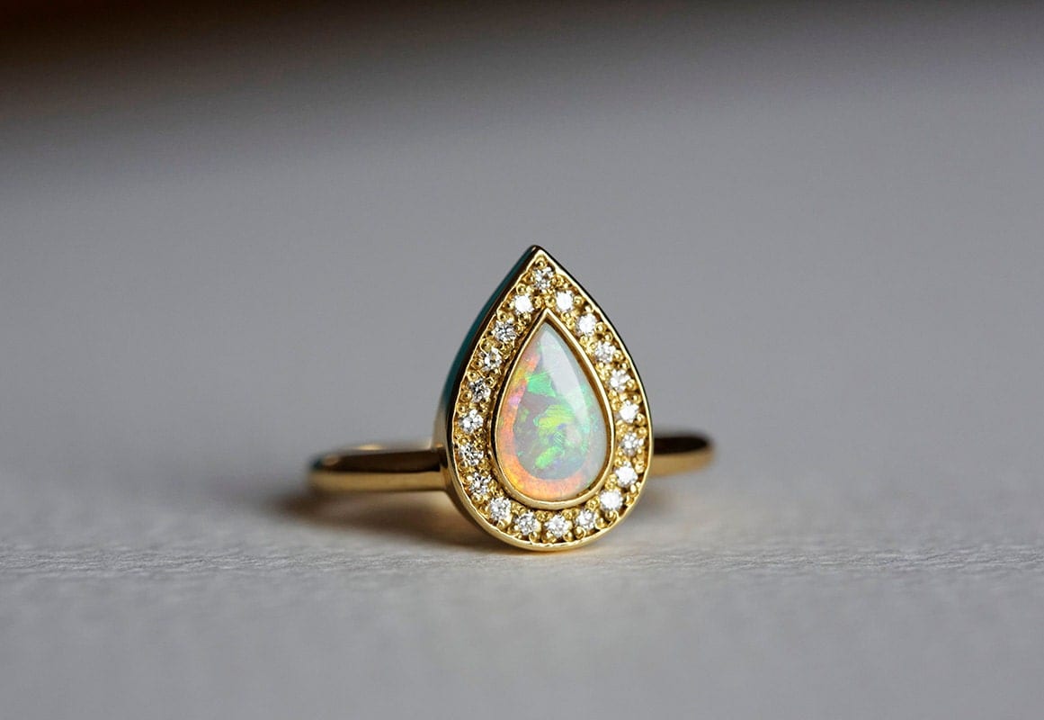 Blue opal engagement rings uk