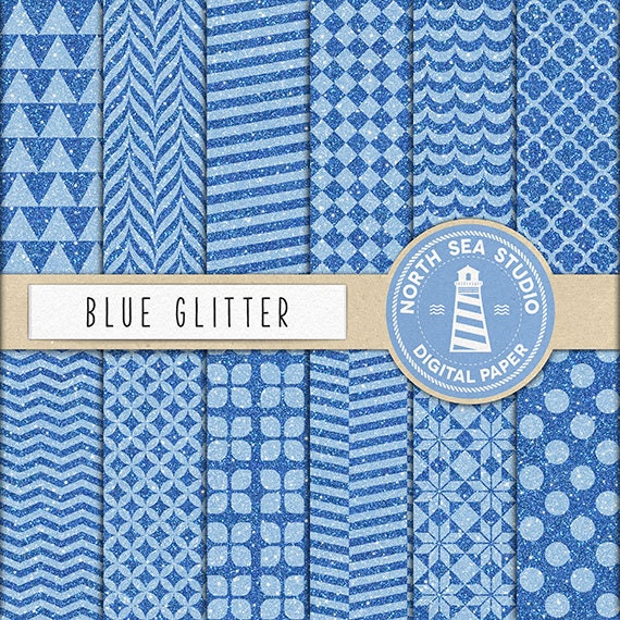 Blue glitter digital paper BLUE GLITTER with by NorthSeaStudio