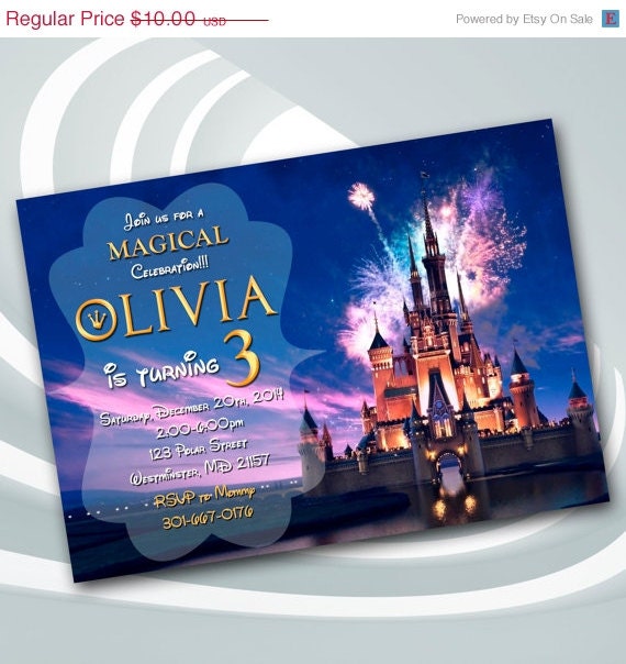 ON SALE 30% Disney Castle Invitation Disney by ticketparty