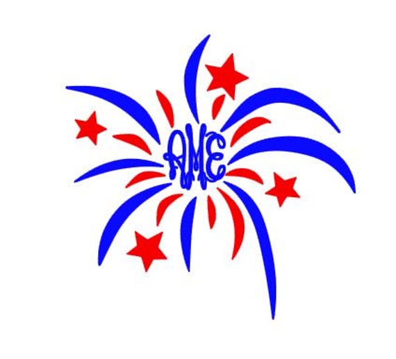 Download 4th of July Firework Monogram cut file download for cutting