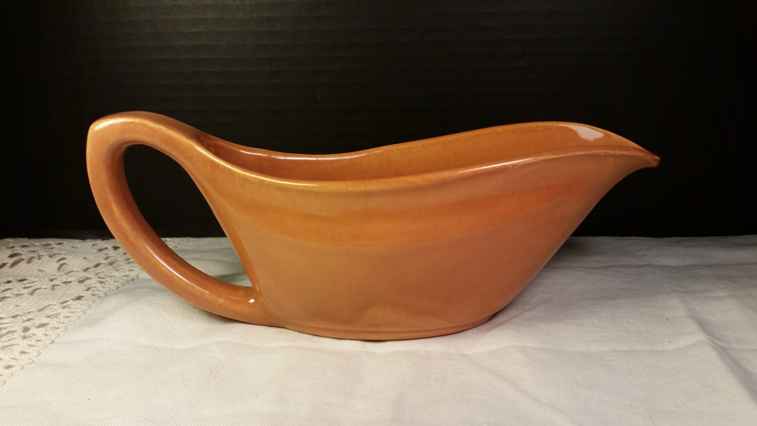 Bauer Rare Brown Pottery Gravy Boat Vintage La Linda Pattern